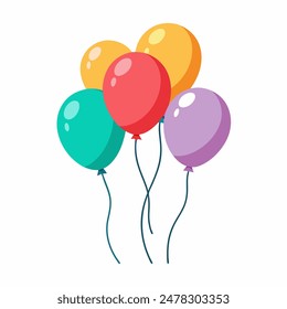 Colorful Balloons Cluster Vector Illustration for Celebratory Events and Festivities