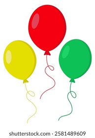 Colorful balloons cluster vector illustration isolated on white background.