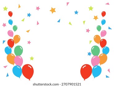 Globos coloridos y fondo de confeti, Ilustración vectorial