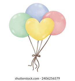 Colorful balloons decoration. Vector Illustration watercolor style