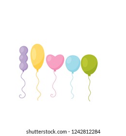 Colorful balloons, design element for Birthday party vector Illustration on a white background