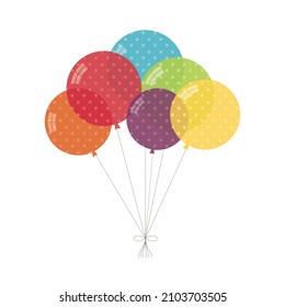 Colorful balloons with dots pattern, isolated on white background. Vector illustration, party, birthday decoration element.