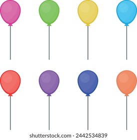 Colorful balloons each with a different vibrant hue.