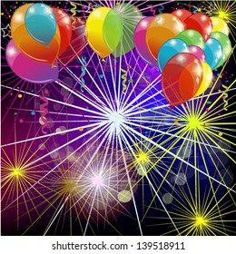colorful balloons and fireworks