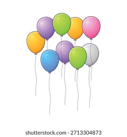 Elemento de diseño plano de globos coloridos