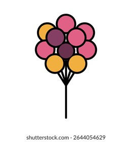 Colorful balloons float playfully against a stark white background
