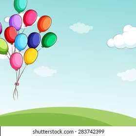 Colorful balloons floating in the sky