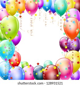 Colorful Balloons Frame Confetti Stock Vector (Royalty Free) 128931521 ...