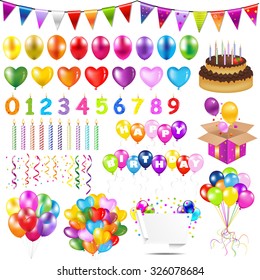 Colorful Balloons With Gradient Mesh, Vector Illustration
