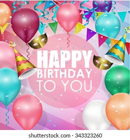 Colorful balloons happy birthday background. vector