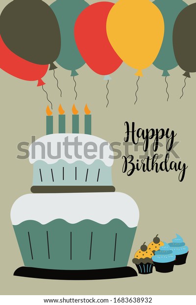 Colorful Balloons Happy Birthday Flat Vector Stock Vector (Royalty Free ...