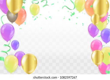 Colorful balloons Happy Birthday on  background.vector