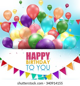 Colorful balloons Happy Birthday on white background.vector