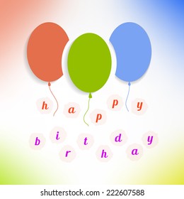 Colorful balloons with happy birthday text on background. Vector illustration