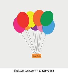 colorful balloons with happy birthday wishes