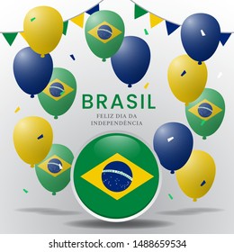 Colorful balloons in happy independence day of brazil illustration