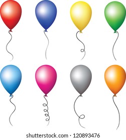 Colorful balloons for holiday decoration. happy birthday party set