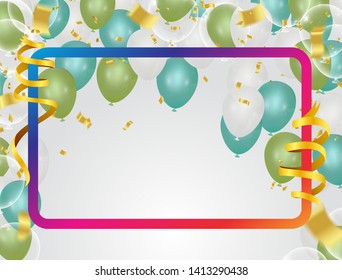 colorful balloons  holiday illustration white transparent with confetti balloons Party decorations for birthday