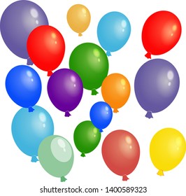 Colorful balloons. Illustration isolated on transparent background.