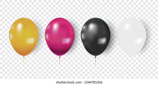 colorful balloons isolated on transparent background as celebrate and party concept. vector illustration.