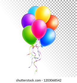 Colorful balloons isolated on white and transparent background vector