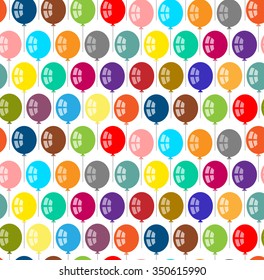 Colorful balloons isolated on white background. Holiday seamless pattern.