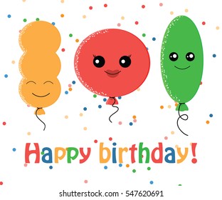 Colorful balloons isolated on white background.Design for Birthday
