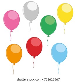  colorful balloons  isolated on a white background