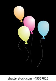 colorful balloons on black background