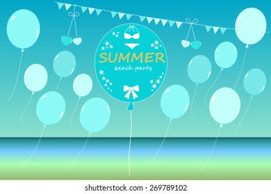 Colorful Balloons on Blue Sky at Sea