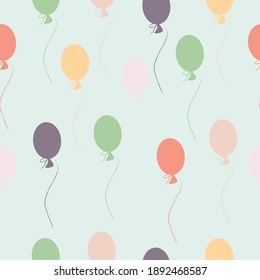 Colorful balloons on light background, seamless pattern, vector