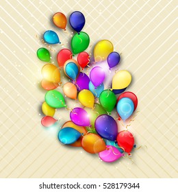 Colorful balloons on the light background. Festive background for your design.