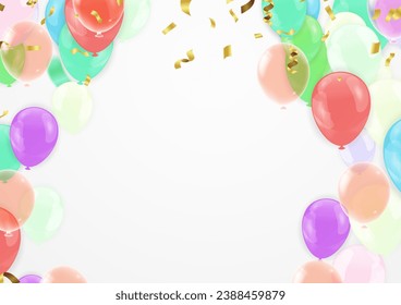 Colorful balloons on soft background. Card for wedding, valentine's day, christmas, birthday, woman's day, mother's day