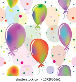 Colorful balloons on white background seamless pattern. Vector illustration.