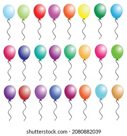 Colorful balloons on a white background