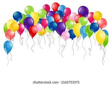 Colorful balloons on white background. Text place. 