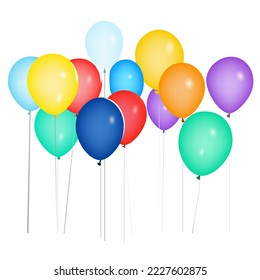 Colorful balloons on white background. Vector illustration