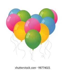 Colorful balloons on white background . Vector illustration.