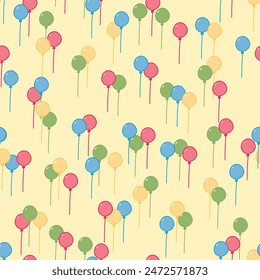 Colorful Balloons on Yellow For a Party seamless pattern print background