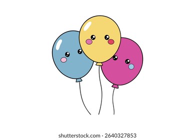 Colorful Balloons for Party Decoration with White Background 