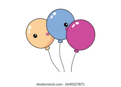 Colorful Balloons for Party Decoration with White Background 