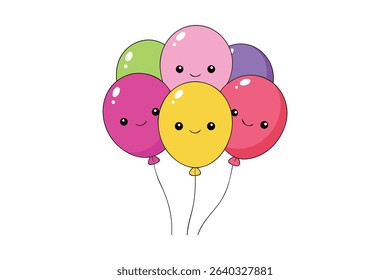 Colorful Balloons for Party Decoration with White Background 