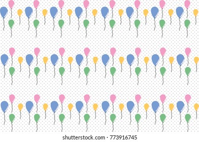 Colorful balloons pattern on a dotted background 