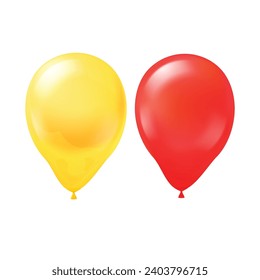 colorful balloons with rope isolated on white background.