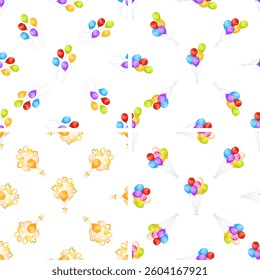 Colorful balloons seamless pattern set for birthday party celebrating