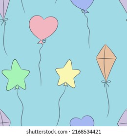 Colorful balloons seamless vector repeat pattern