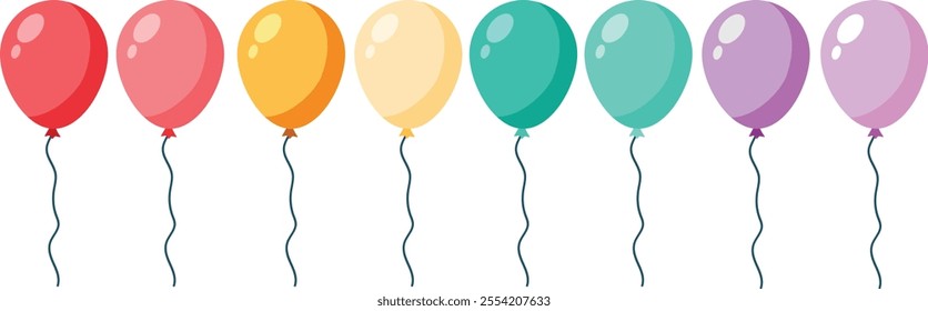 Colorful Balloons Set Cluster Vector Illustration for Celebratory Events and Festivities, collection of colorful party balloons