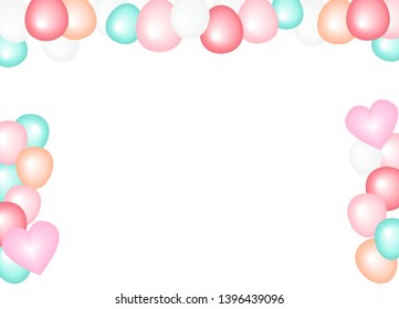 Colorful balloons set for create card  for party, celebrations, anniversary, baby shower, wedding, and special activity on white background