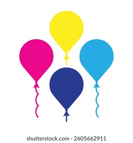 Colorful Balloons Set Minimalist Illustration Unique Party Art Trendy Design Sellable Graphic