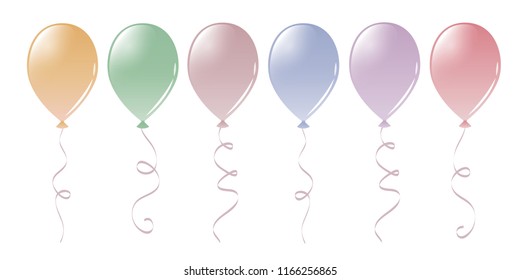 colorful balloons set pastel colors vector illustartion EPS10